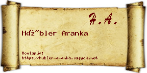 Hübler Aranka névjegykártya