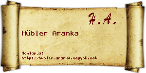 Hübler Aranka névjegykártya
